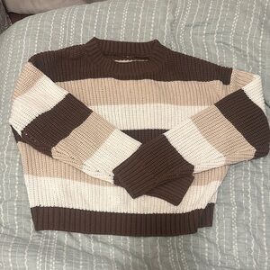 Striped Brown and Cream Women's Sweater